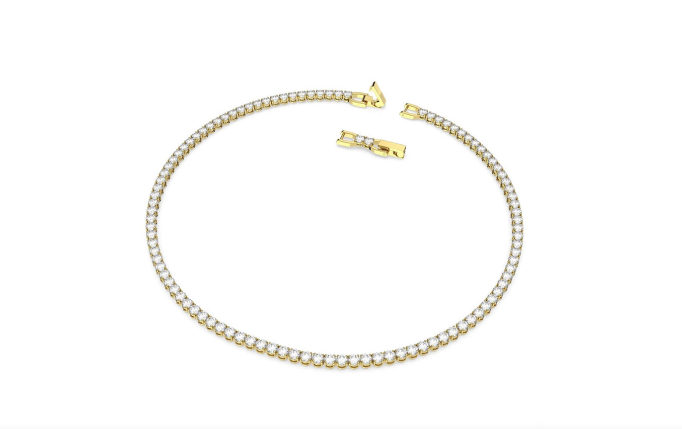 Swarovski 5511545 Collana Tennis Deluxe Taglio Tondo Bianco Placcato Oro
