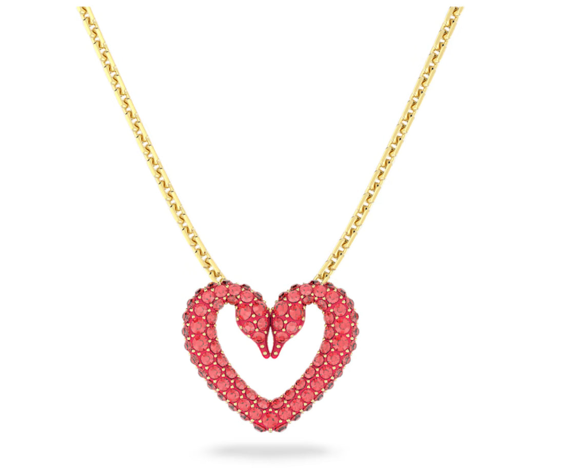 Swarovski 5634723 Pendente Una Pave Cuore Piccolo Rosso Placcato Oro