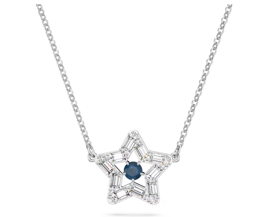 Swarovski 5639186 Pendente Stella Taglio misto Stella Blu Placcato Rodio