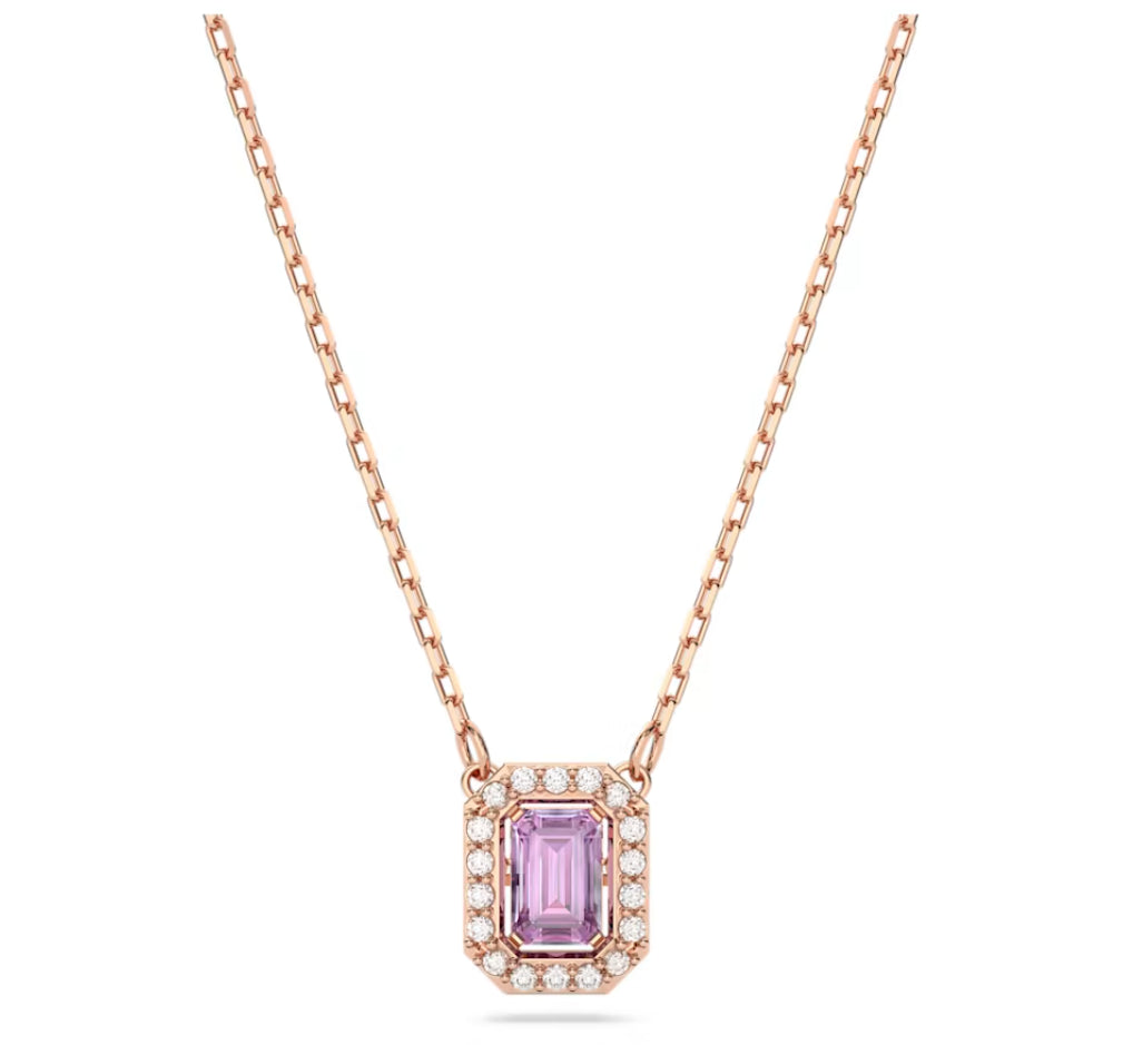 Swarovski 5640291 Collana Millenia Taglio ottagonale Viola Placcato Oro Rosa