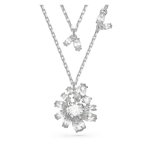 Swarovski 5644658 Collana a strati Gema Fiore bianco Placcato Rodio