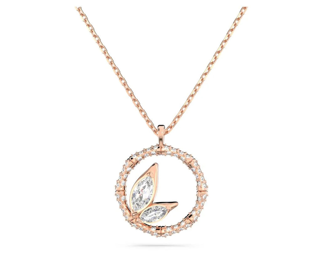 Swarovski 5645371 Collana Dellium Cerchio bambu Bianco Placcato Oro Rosa
