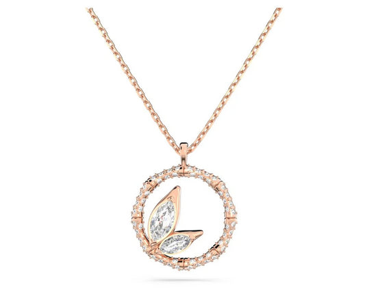 Swarovski 5645371 Collana Dellium Cerchio bambu Bianco Placcato Oro Rosa