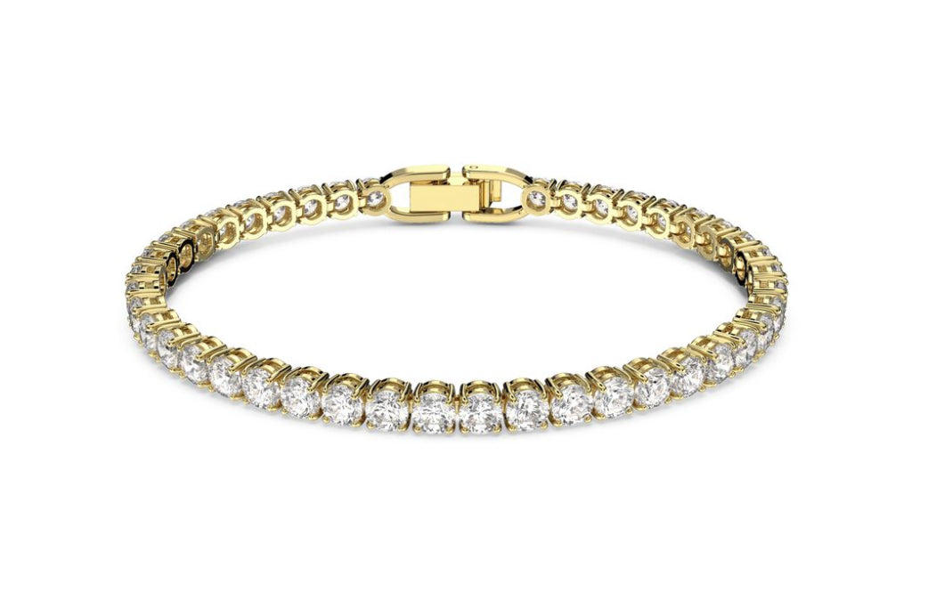 Swarovski 5511544 Bracciale Tennis Deluxe Taglio rotondo bianco P. Oro Taglia M