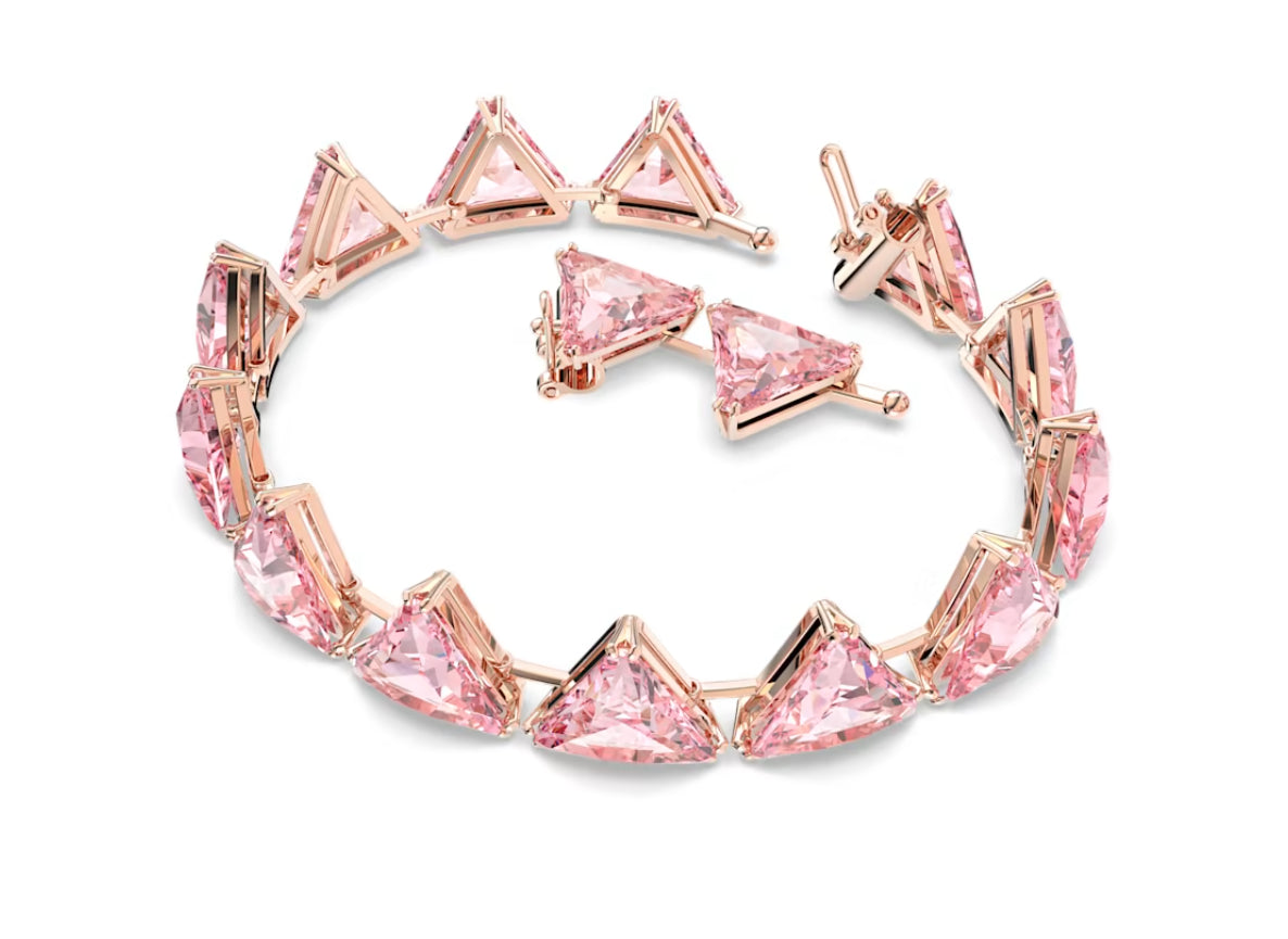 Swarovski 5614934 Braccialetto Ortyx Taglio triangolo Rosa Placcato Oro Rosa