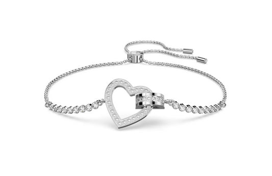 Swarovski 5636447 Braccialetto Lovely Cuore Bianco Placcato Rodio