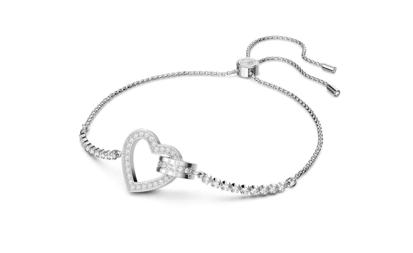 Swarovski 5636447 Braccialetto Lovely Cuore Bianco Placcato Rodio