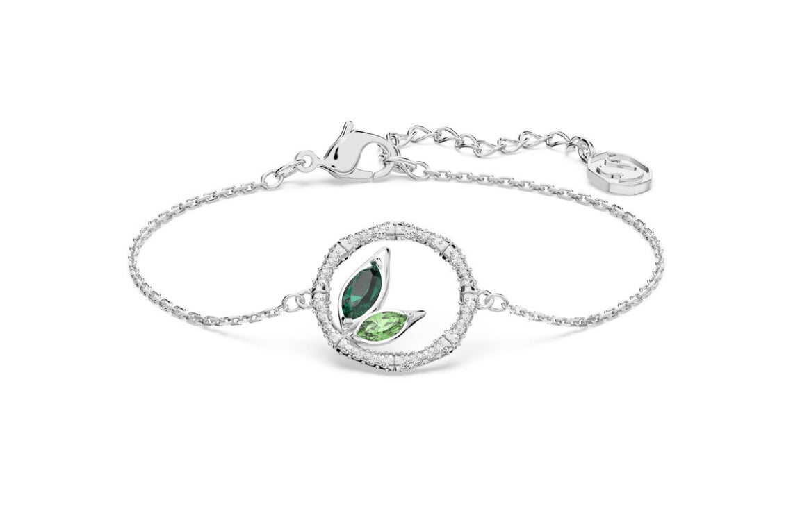Swarovski 5645375 Bracciale Delio Cerchio bambu verde Placcato Rodio Taglia M