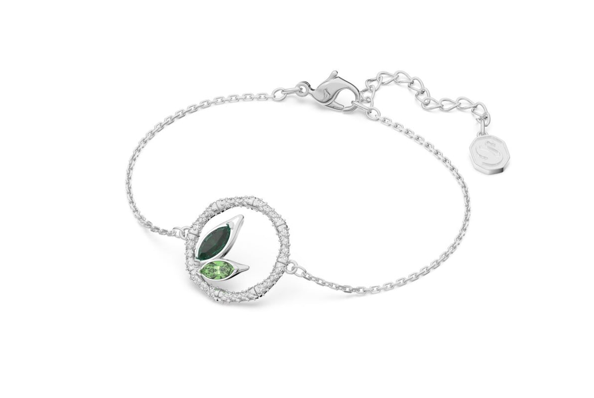 Swarovski 5645375 Bracciale Delio Cerchio bambu verde Placcato Rodio Taglia M