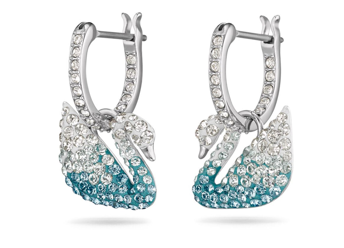 Swarovski 5512577 Orecchini a lobo Iconic Swan Multicolore Placcato Rodio