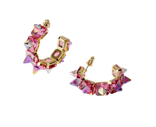 Swarovski 5600895 Orecchini a cerchio Chroma Rosa Placcato Oro