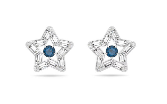 Swarovski 5639188 Orecchini a lobo Stella Taglio misto Stella Blu placcato Rodio