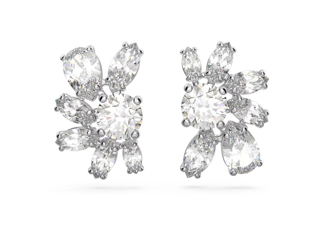 Swarovski 5644679 Orecchini a Lobo Gema Fiore Bianchi Placcato Rodio