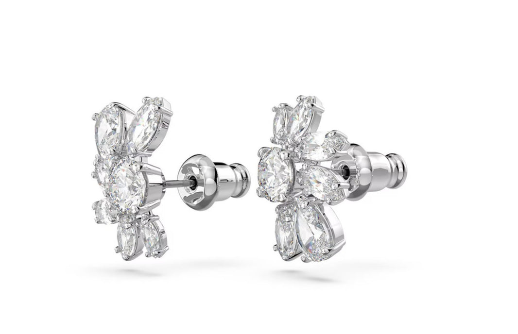 Swarovski 5644679 Orecchini a Lobo Gema Fiore Bianchi Placcato Rodio