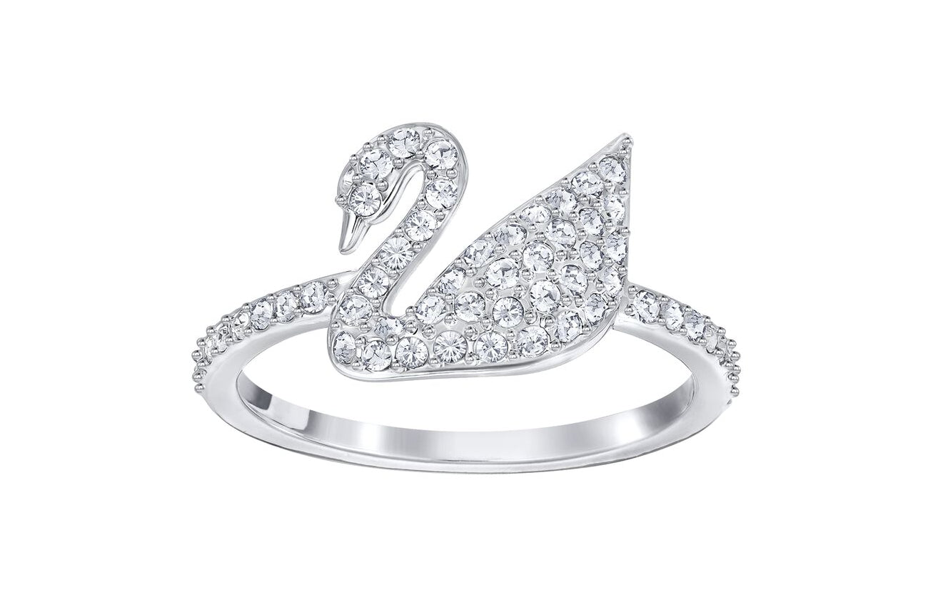 Swarovski 5258398 Anello Iconic Swan Bianco Placcato Rodio Taglia 48