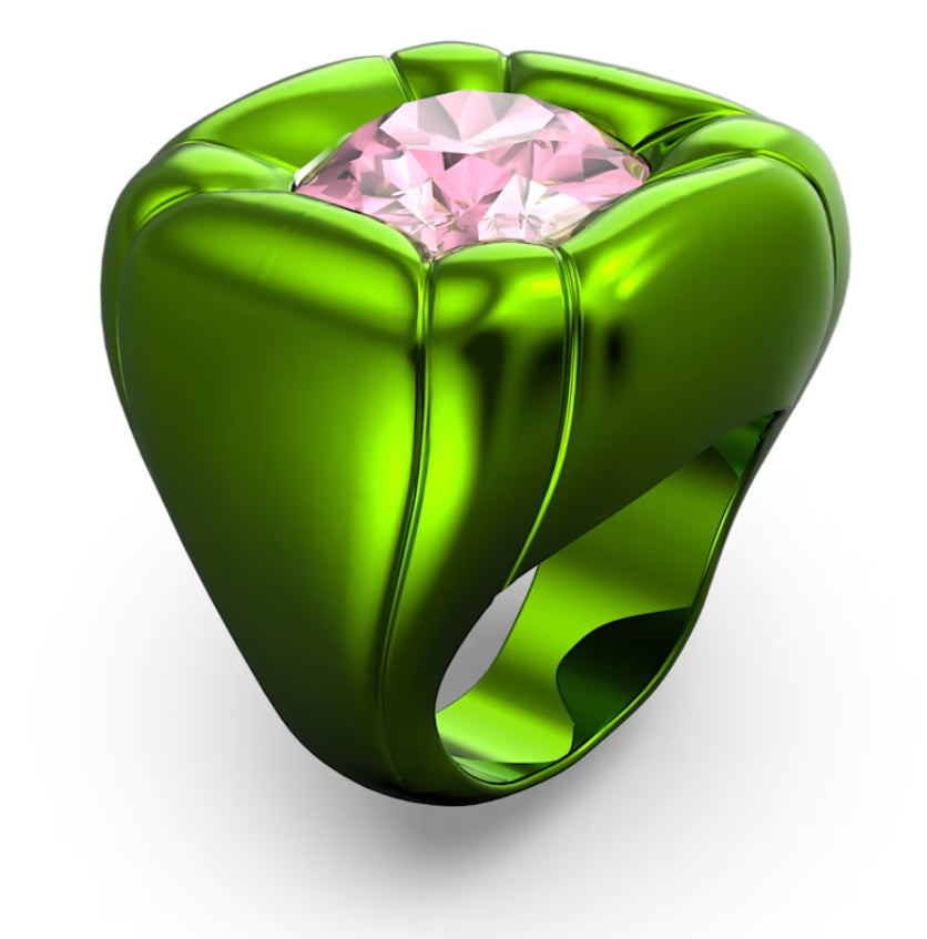 Swarovski 5601542 Anello cocktail Dulcis Taglio Cushion Verde Taglia 55