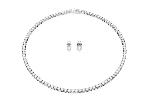 Swarovski 5647730 Set Matrix Tennis Taglio tondo Bianco Placcato Rodio