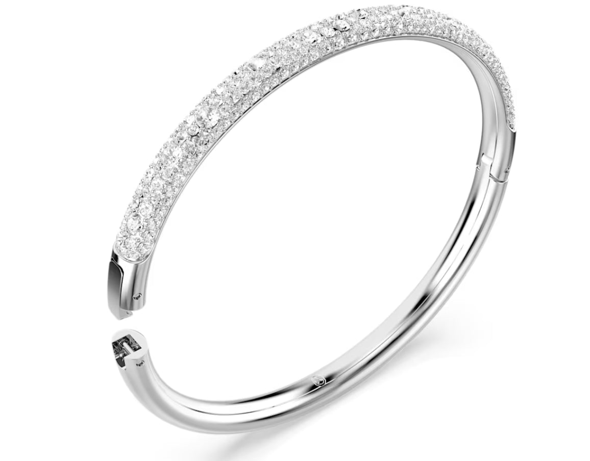 Swarovski 5684243 Bracciale rigido Meteora Pave a neve Bianco P. Rodio Taglia S