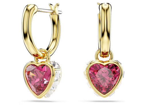Swarovski 5684760 Orecchini pendenti Chroma Cuore Rossi Placcato Oro