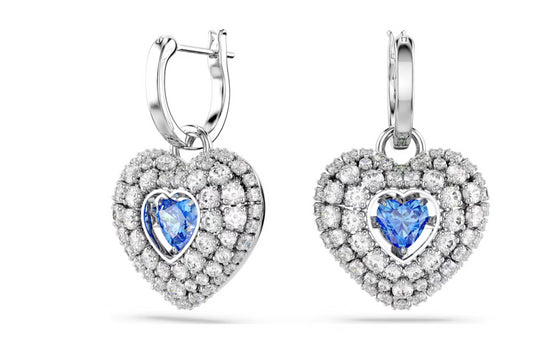 Swarovski 5680392 Orecchini pendenti Hyperbola Cuore Blu Placcato Rodio