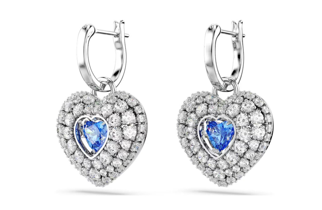 Swarovski 5680392 Orecchini pendenti Hyperbola Cuore Blu Placcato Rodio