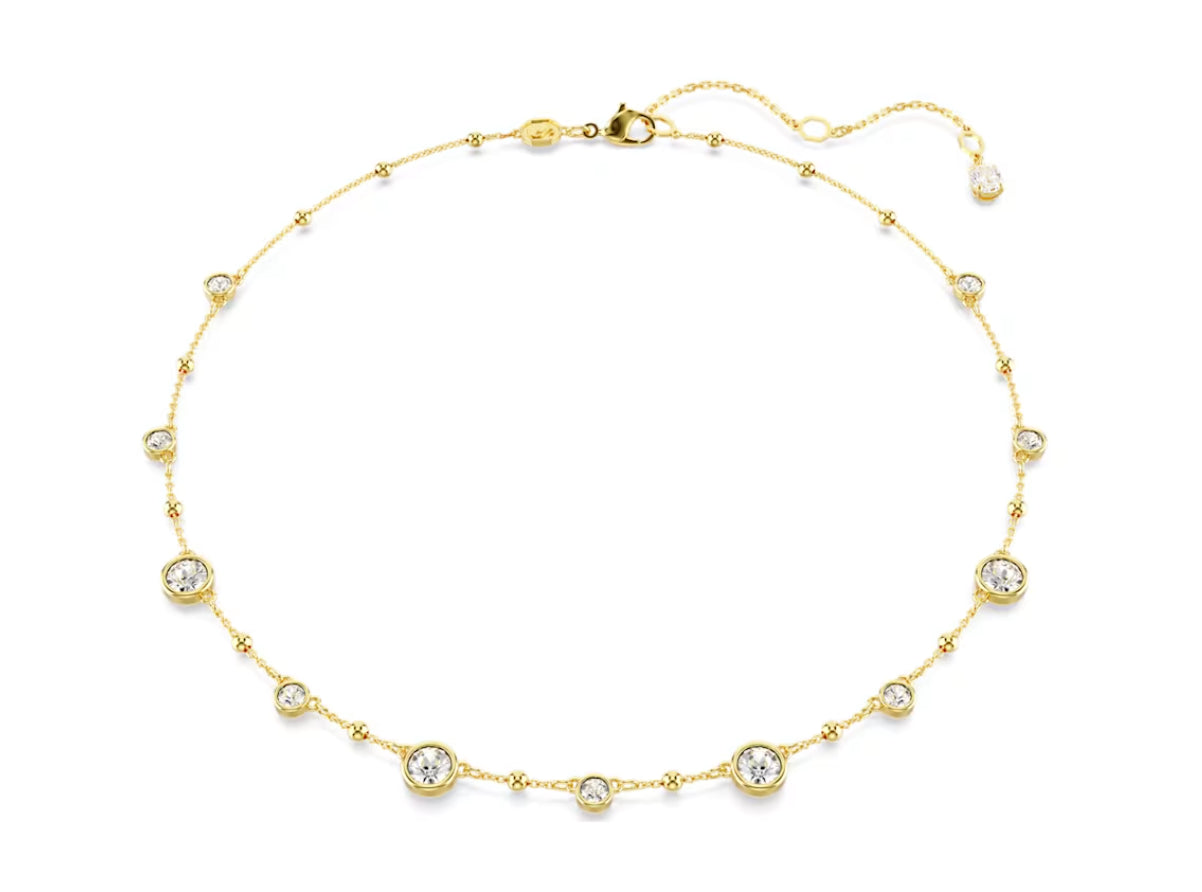Swarovski 5680090 Collana Imber Taglio Round Design sparpagliato Bianca Oro
