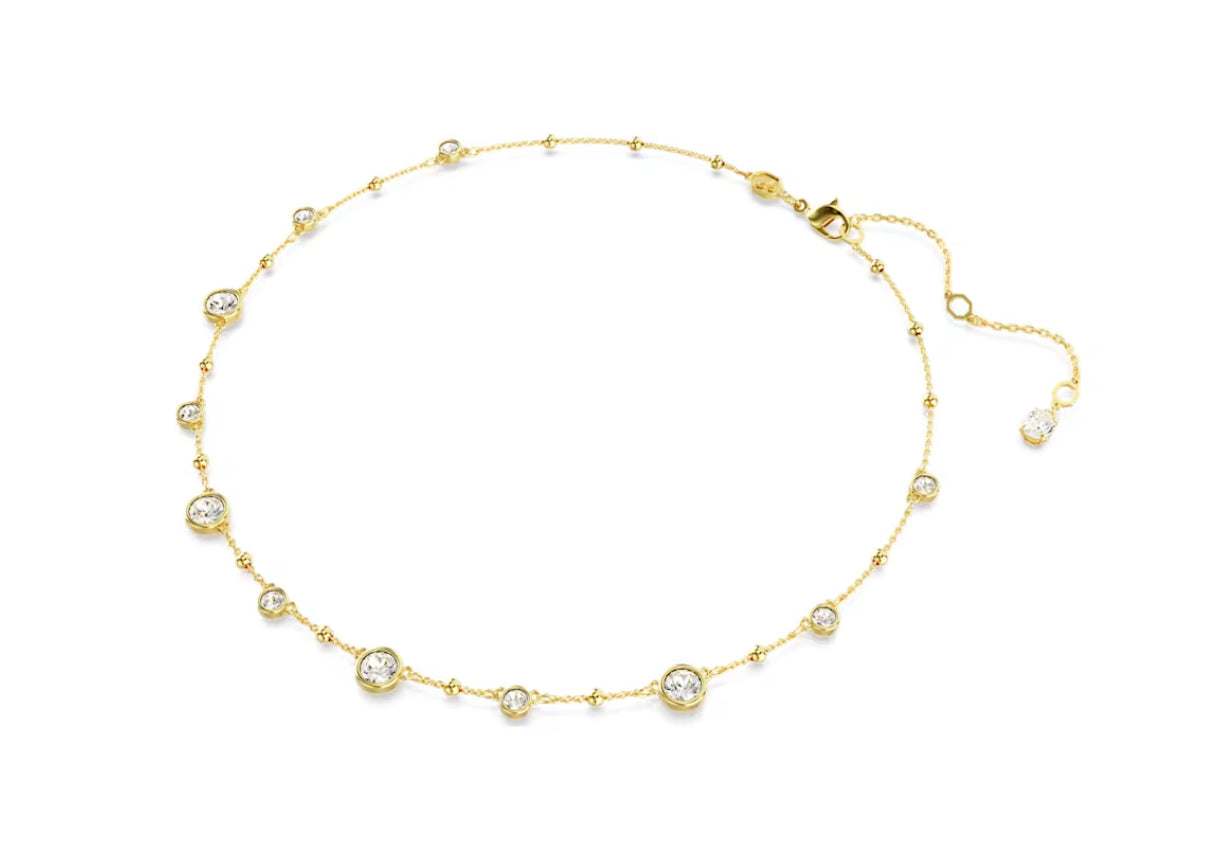 Swarovski 5680090 Collana Imber Taglio Round Design sparpagliato Bianca Oro