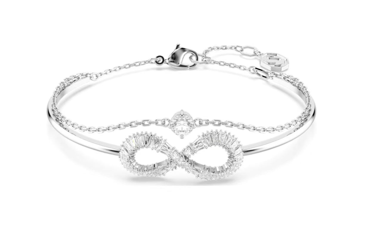 Swarovski 5684049 Bracciale rigido Hyperbola Infinito Bianco Placcato Rodio