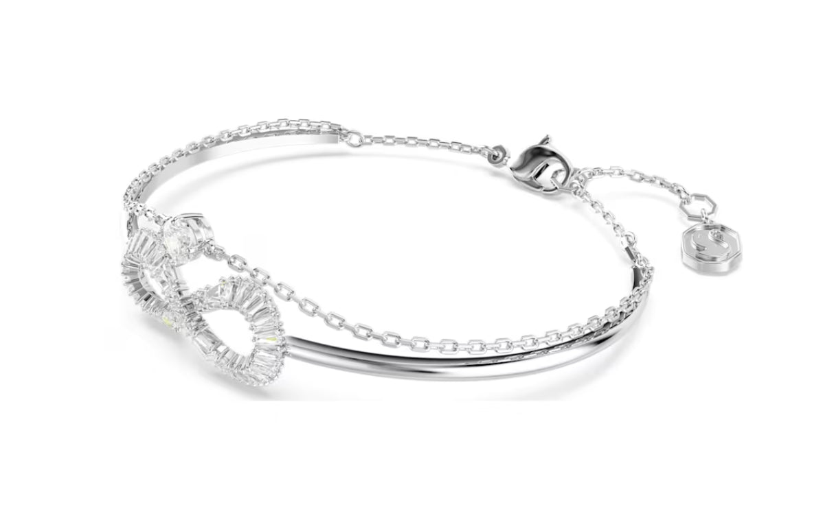 Swarovski 5684049 Bracciale rigido Hyperbola Infinito Bianco Placcato Rodio