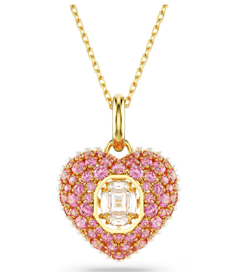 Swarovski 5680784 Pendente Hyperbola Taglio Octagon Crystal Pearl Cuore Rosa Oro