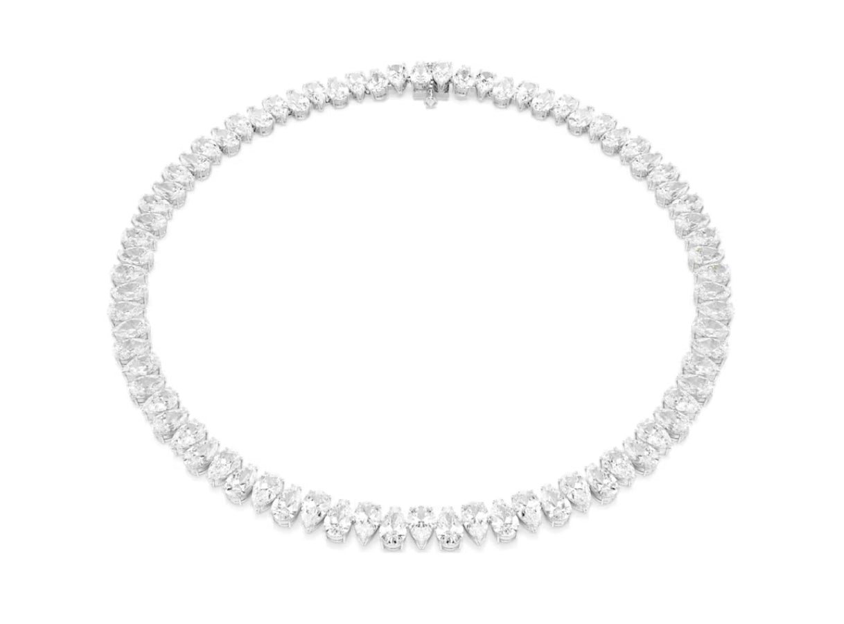 Swarovski 5662277 Collana Matrix Taglio Pear Bianca Placcato Rodio