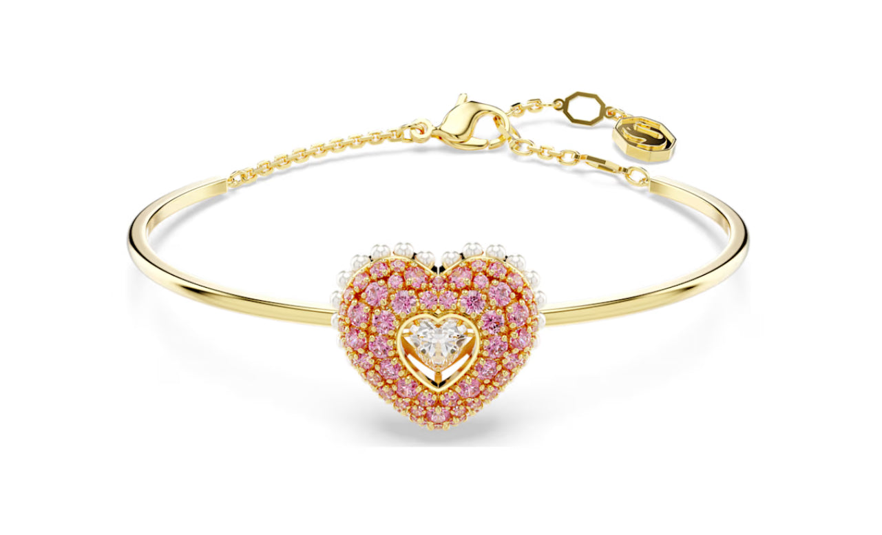 Swarovski 5687258 Bracciale rigido Hyperbola Cuore Rosa Placcato Oro