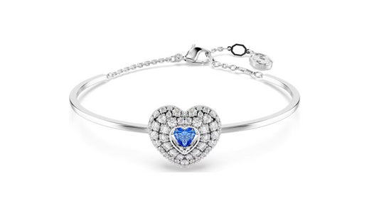 Swarovski 5680393 Bracciale rigido Hyperbola Cuore Blu Placcato Rodio