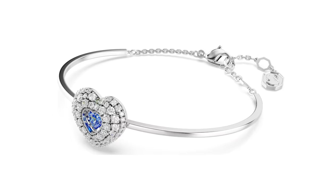 Swarovski 5680393 Bracciale rigido Hyperbola Cuore Blu Placcato Rodio