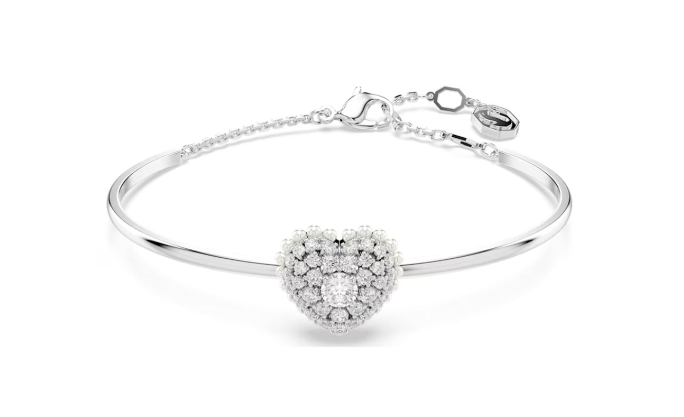 Swarovski 5684385 Bracciale rigido Hyperbola Cuore Bianco Placcato Rodio