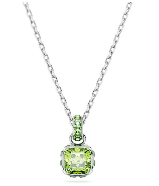 Swarovski 5651706 Pendente Birthstone Taglio squadrato Agosto Verde Pla. Rodio