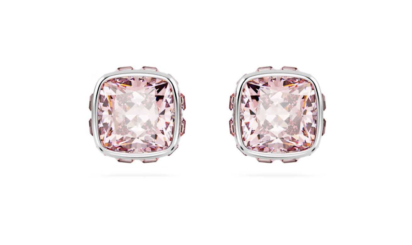 Swarovski 5660799 Orecchini lobo Birthstone Taglio squadrato Giugno Rosa Rodio