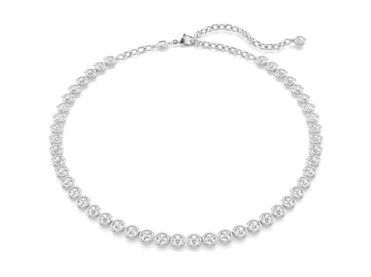 Swarovski 5682595 Collana Imber Tennis Taglio tondo Bianca Placcato Rodio