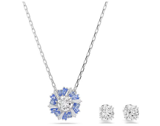 Swarovski 5685437 Set Idyllia Taglio misto Fiore Blu Placcato Rodio