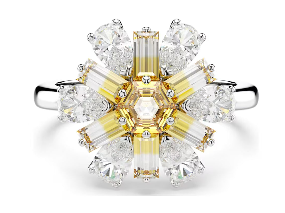 Swarovski 5689087 Anello cocktail Idyllia Taglio misto Fiore Giallo Taglia 50/55