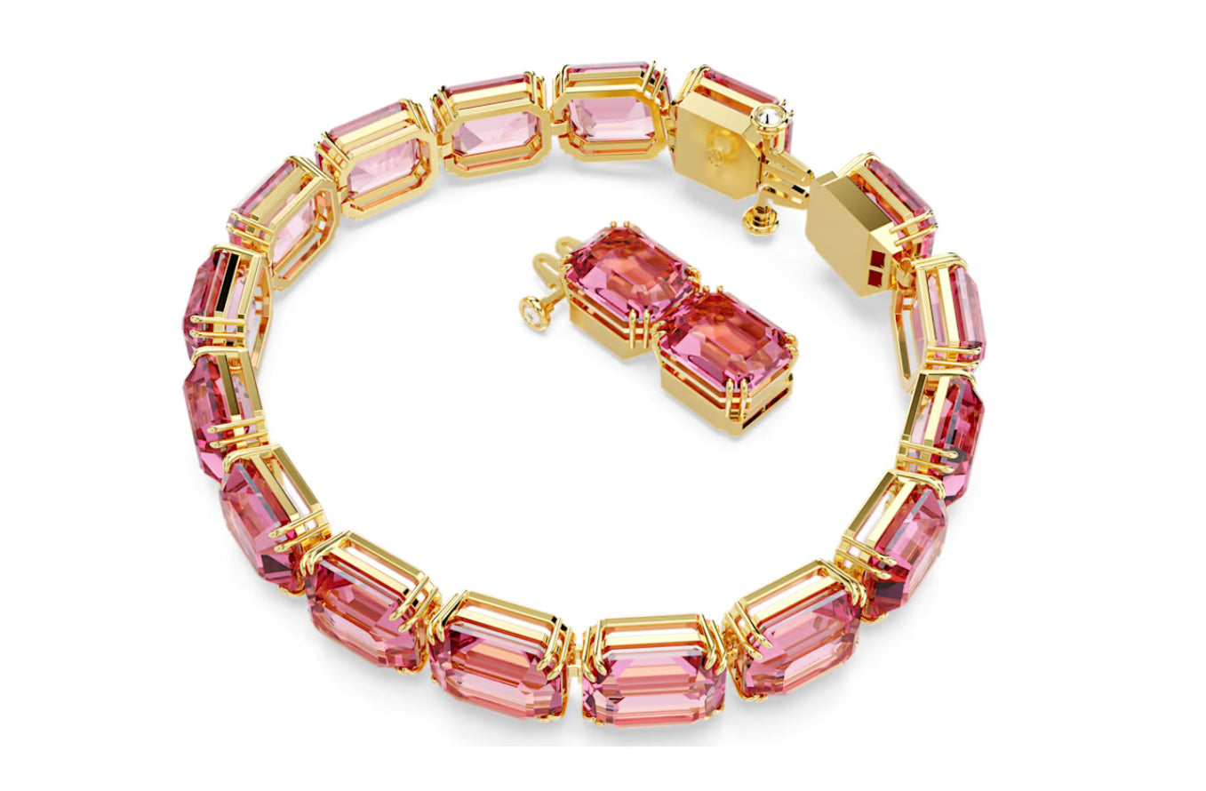 Swarovski 5683428 Braccialetto Millenia Taglio ottagonale Rosa Placcato Oro