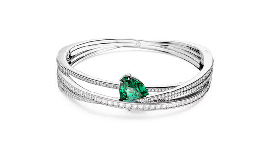 Swarovski 5665325 Bracciale rigido Hyperbola Verde Placcato Rodio Taglia S