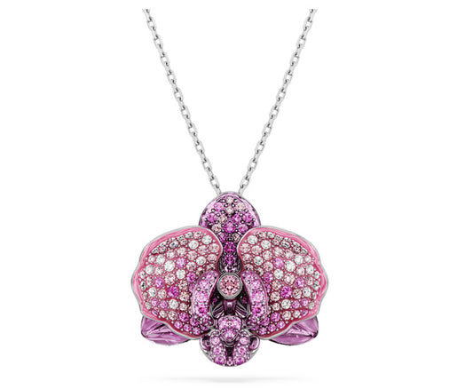 Swarovski 5680910 Pendente Idyllia Fiore Rosa Placcato rodio