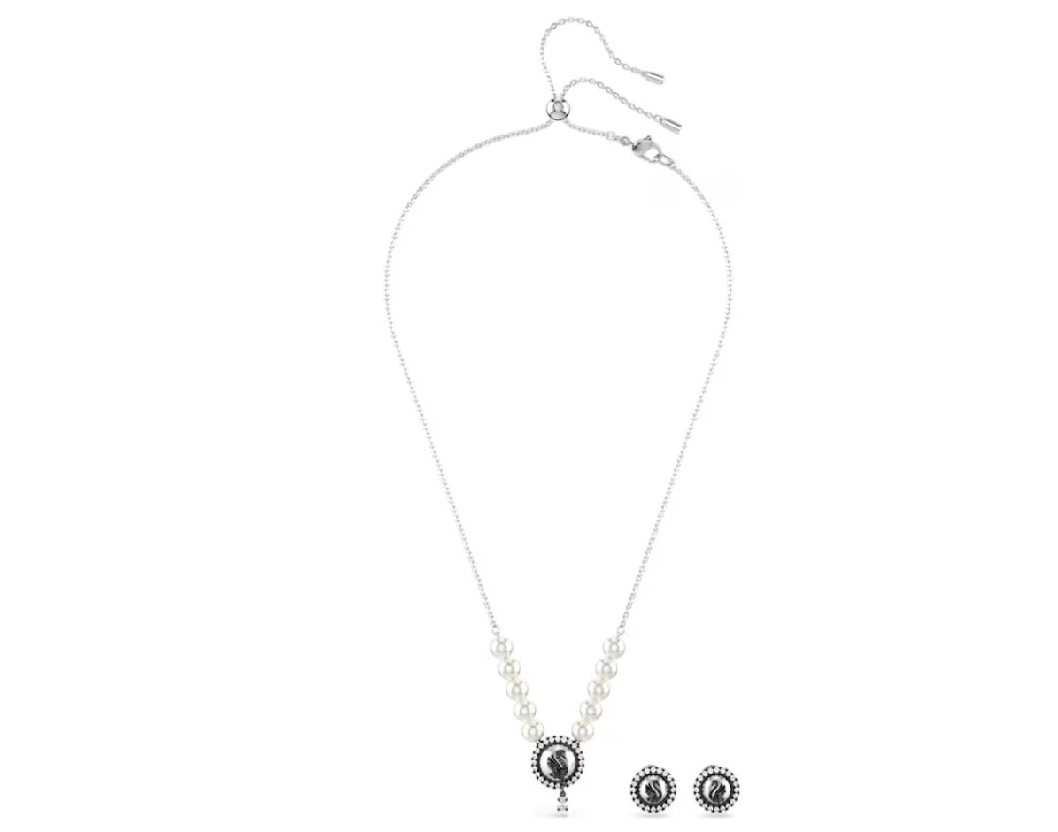 Swarovski 5680875 Set Swarovski Swan Cigno Grigio Placcato rodio