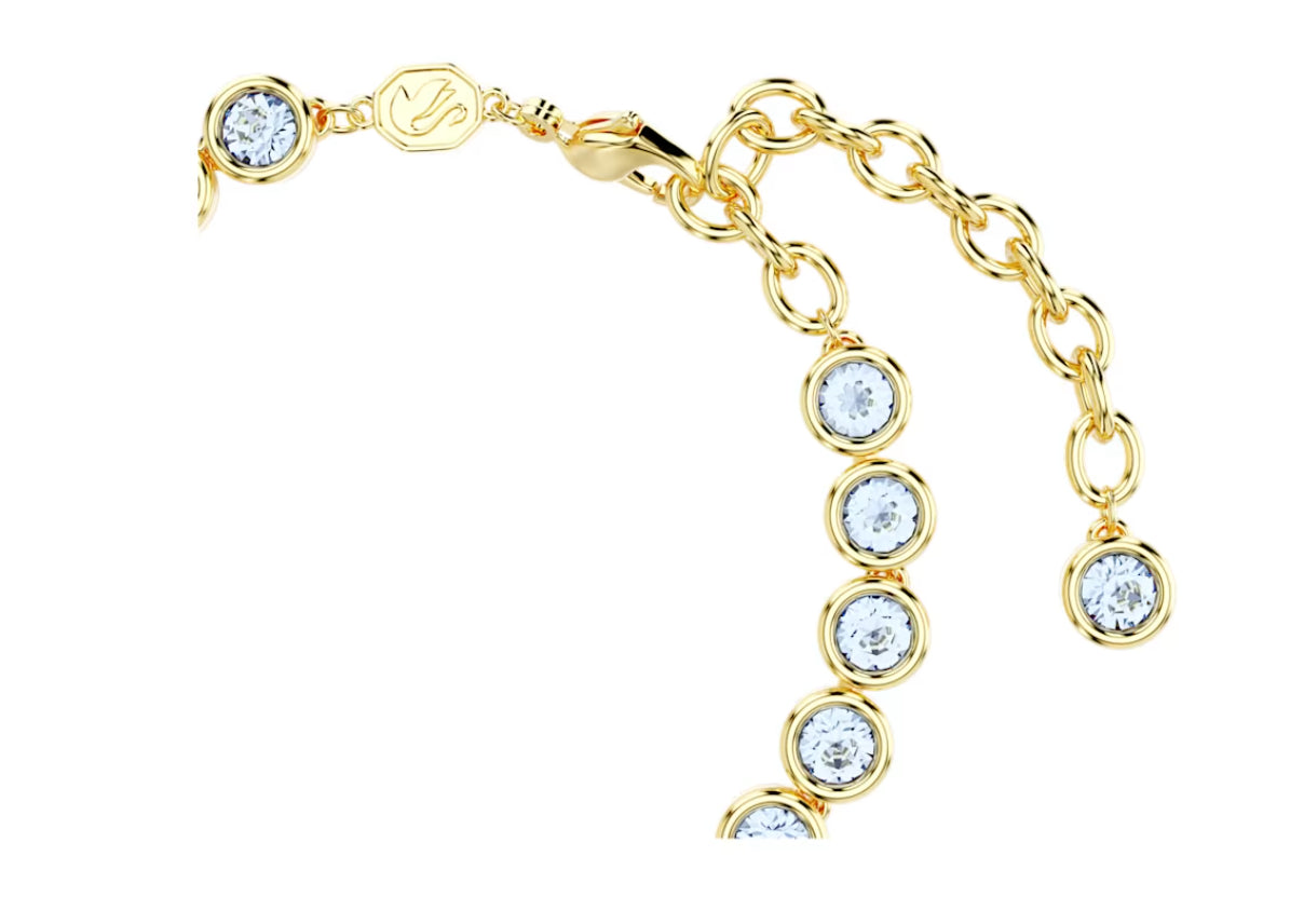 Swarovski 5688419 Braccialetto Imber Tennis Taglio tondo Blu Plac. Oro Taglia M