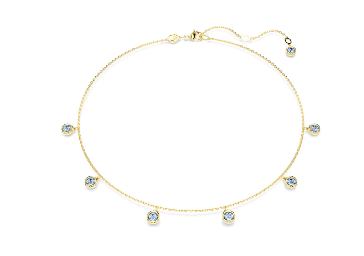 Swarovski 5688246 Collana Imber Taglio tondo Azzurra Placcato Oro