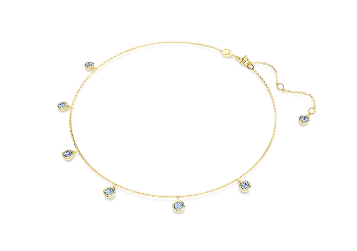 Swarovski 5688246 Collana Imber Taglio tondo Azzurra Placcato Oro