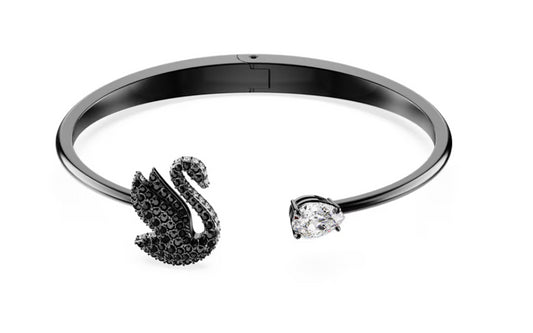 Swarovski 5688745 Bracciale rigido Swarovski Swan Cigno Nero Rutenio Taglia S