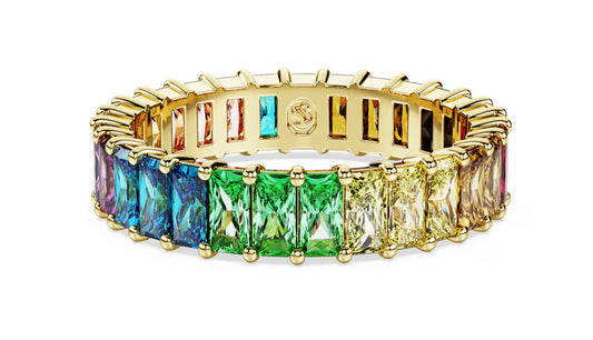 Swarovski 5686631 Anello Matrix Taglio baguette Multicolore Oro Taglia 52