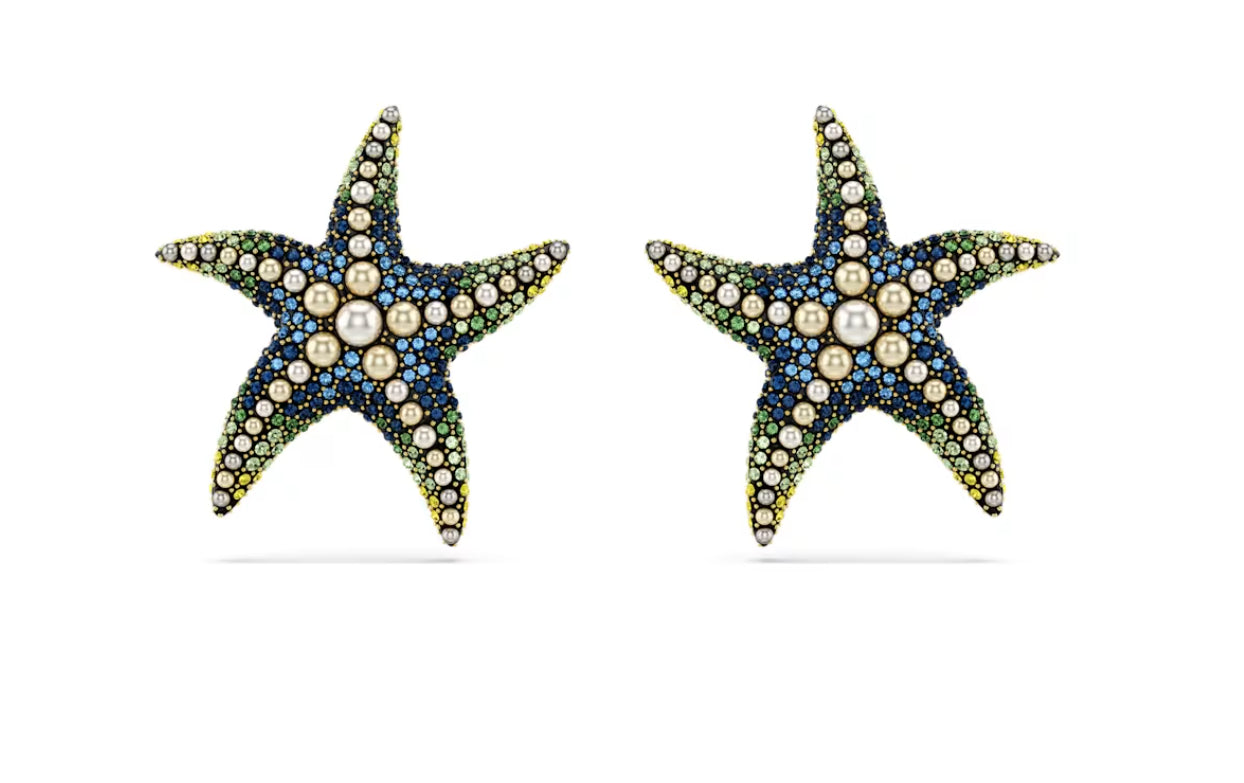 Swarovski 5684165 Orecchini a lobo Idyllia Stella marina Grandi Multicolore Oro